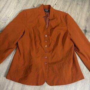 Vtg Levine Classics Jacket Women's 18W Burnt Orange Button Closure Rust Stretch